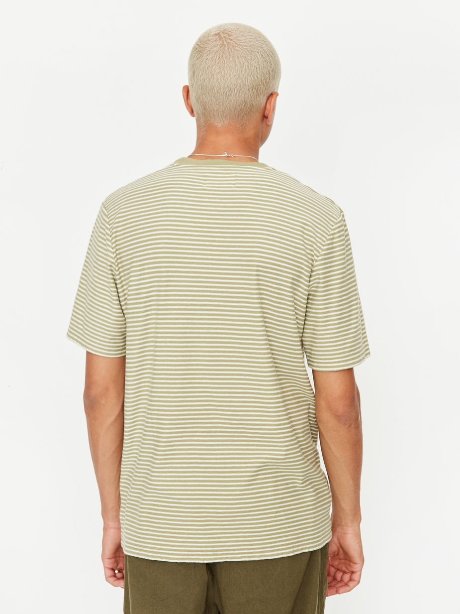 Folk Folk Pencil Stripe Shortsleeve T-Shirt - Off White Olive - White