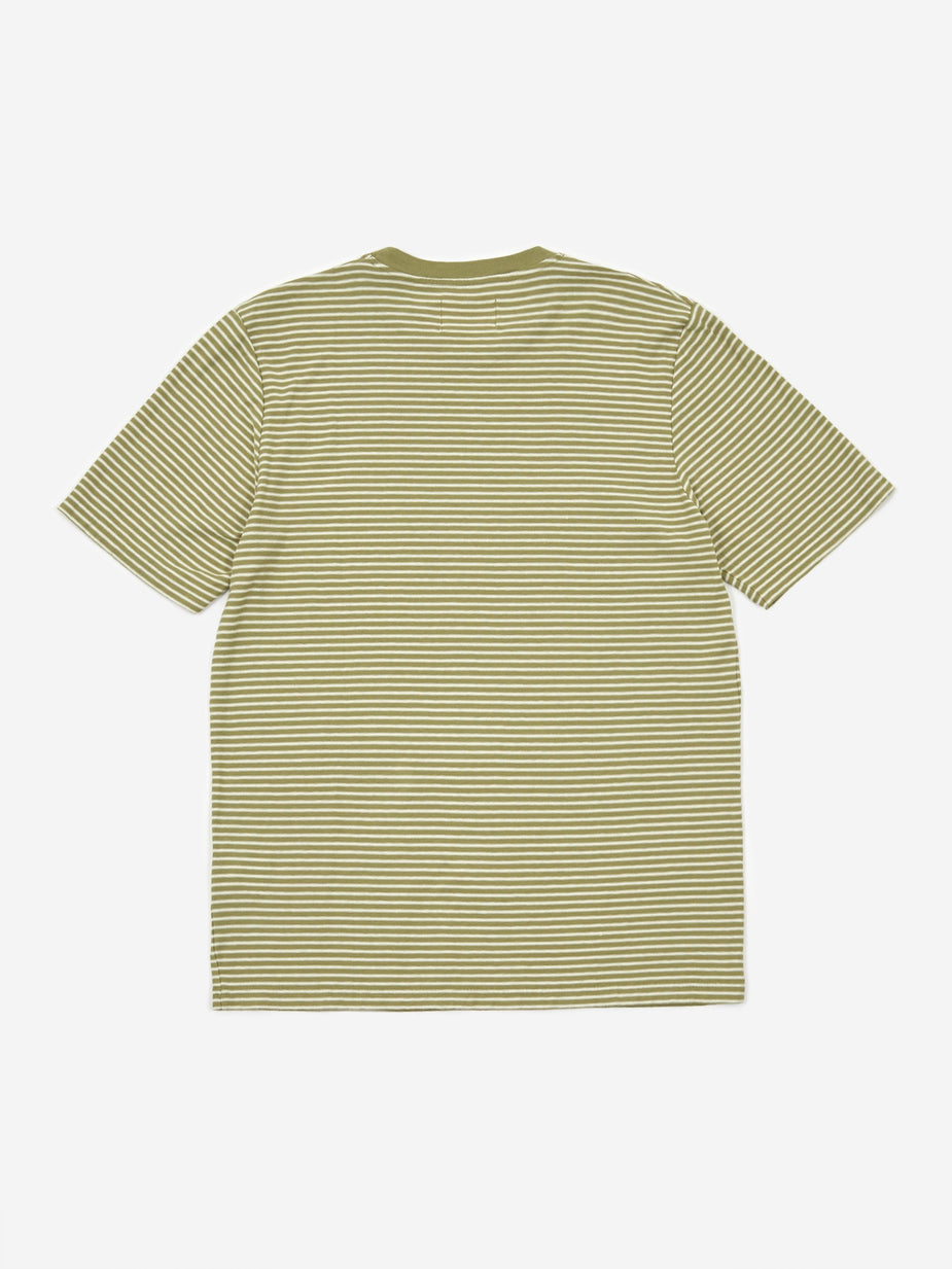 Folk Folk Pencil Stripe Shortsleeve T-Shirt - Off White Olive - White