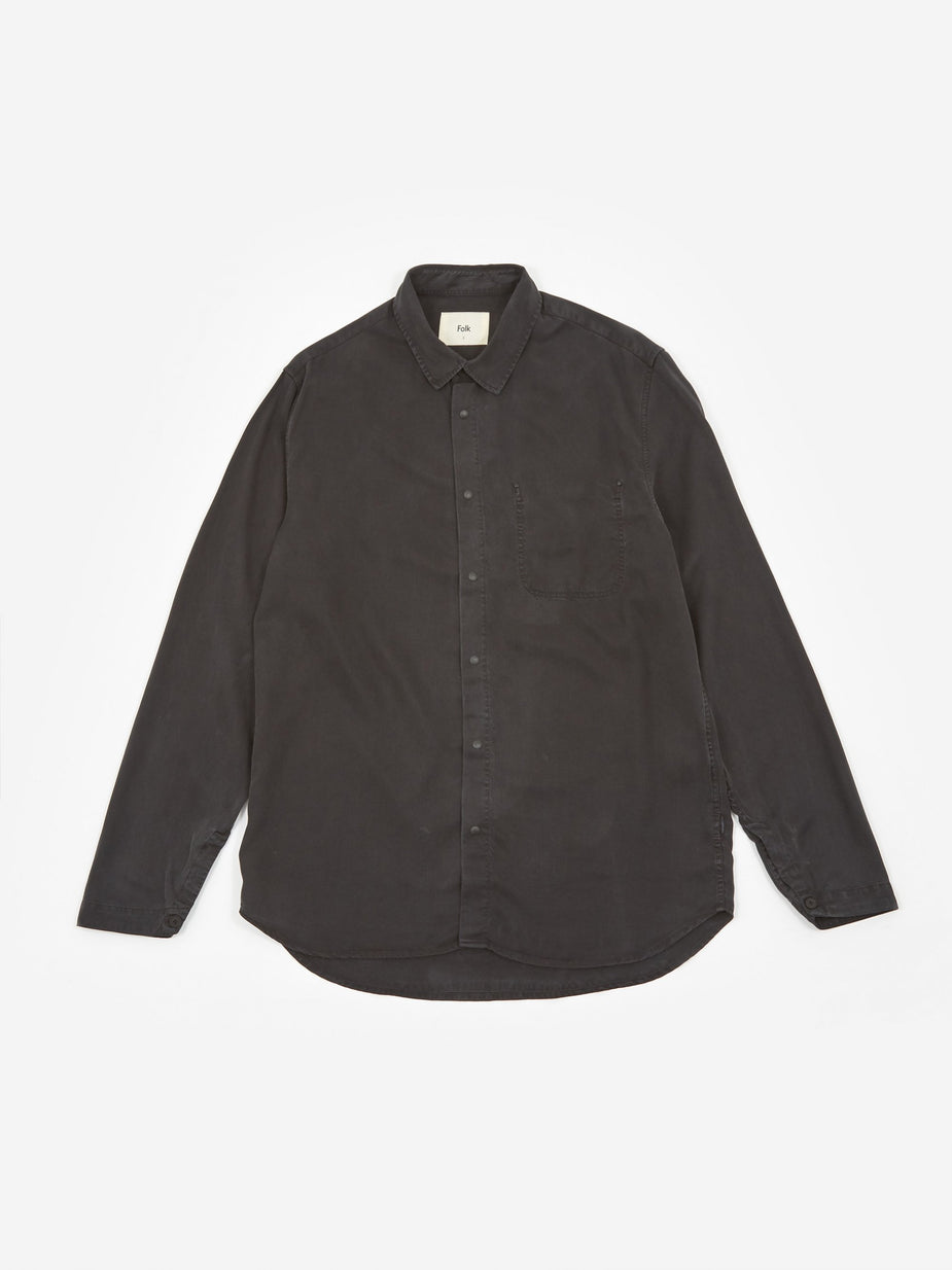 Folk Folk Stitch Pocket Shirt - Soft Black - Black