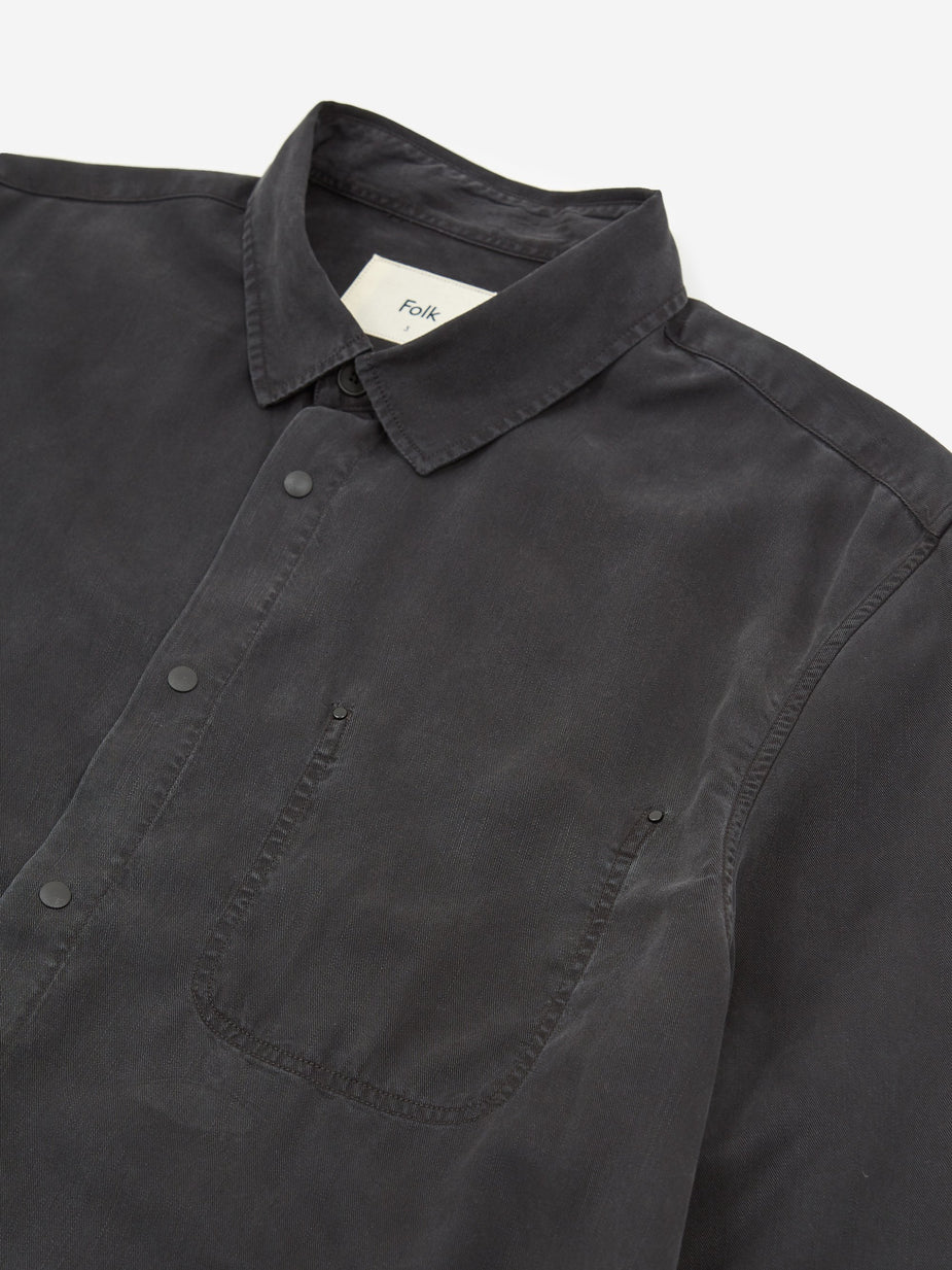 Folk Folk Stitch Pocket Shirt - Soft Black - Black