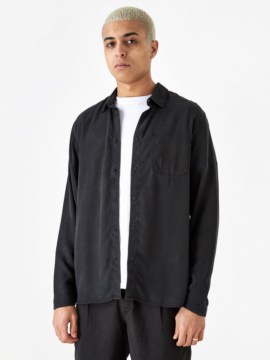Folk Folk Stitch Pocket Shirt - Soft Black - Black