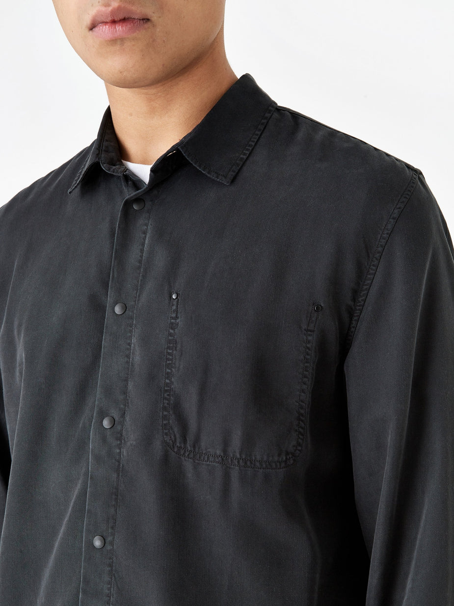 Folk Folk Stitch Pocket Shirt - Soft Black - Black