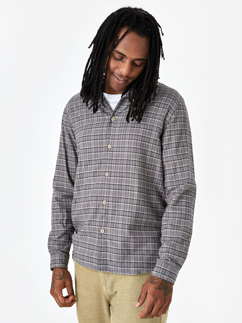 Folk Folk Storm Shirt - Charcoal Grid Check - Grey