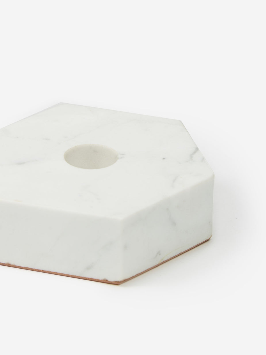 Fort Standard Fort Standard White Stone Candle Holder - Hexagon - White