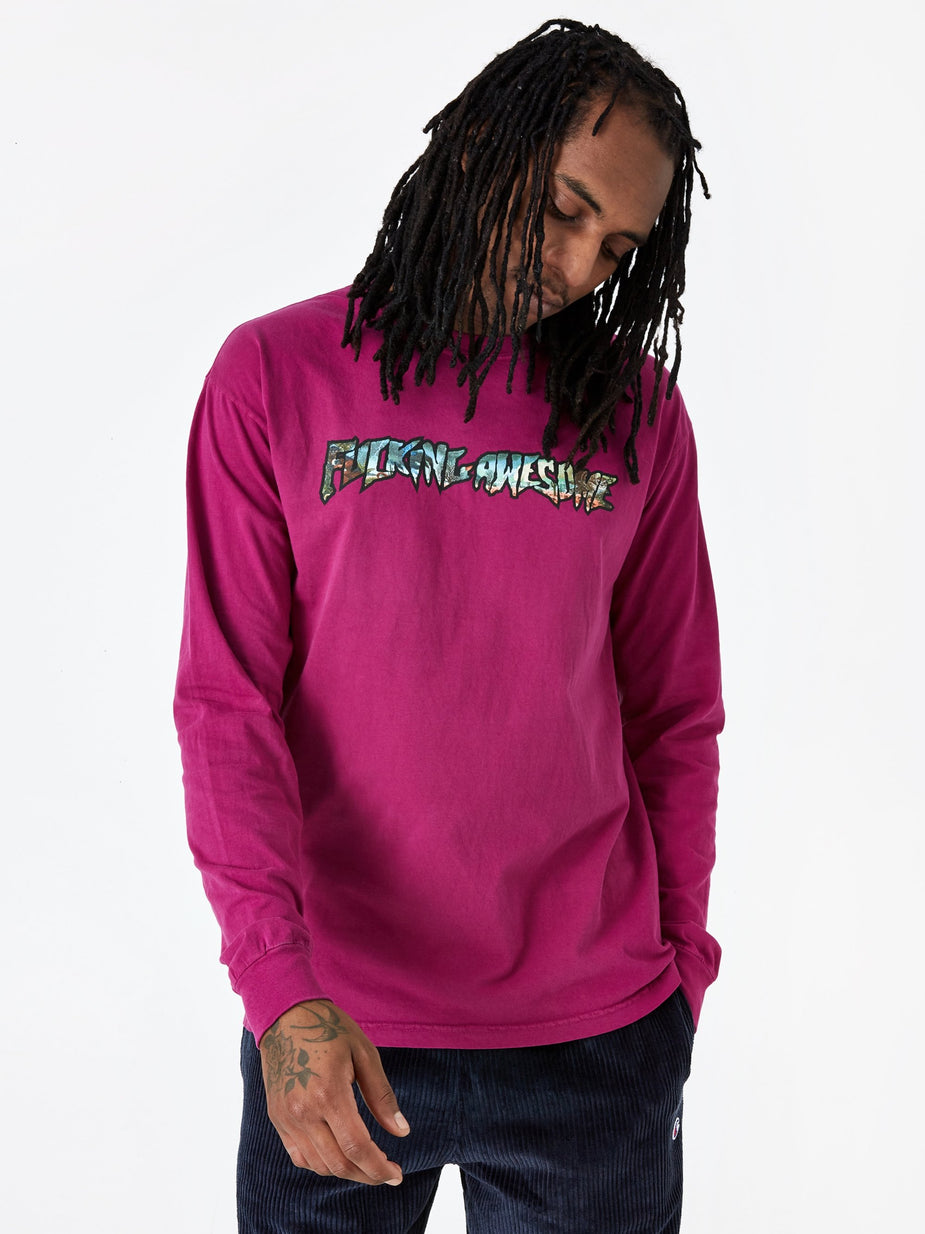 Fucking Awesome Fucking Awesome Extinction Longsleeve T-Shirt - Pigment Dyed Vineyard - Tie-Dye