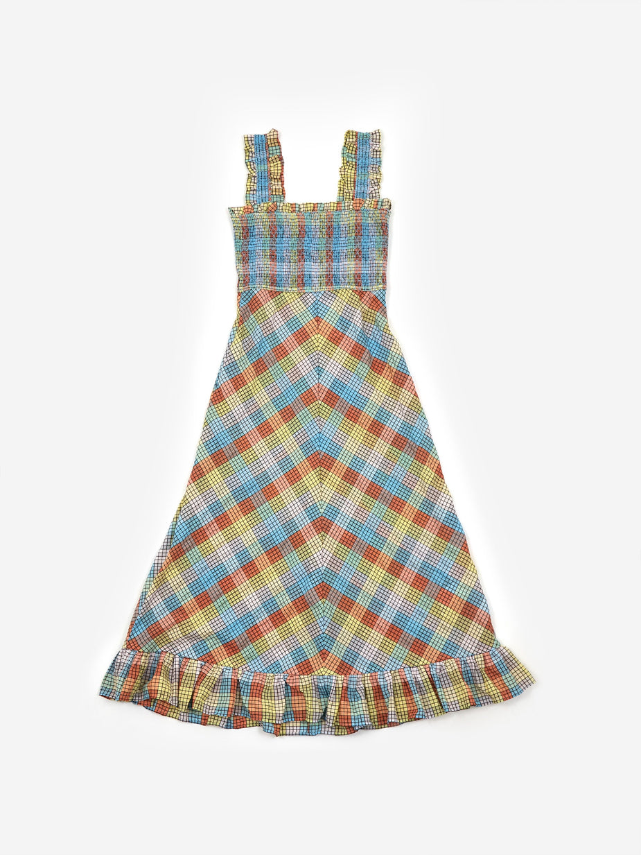Ganni Ganni Cotton Seersucker Check Dress - Multicolour - Multi