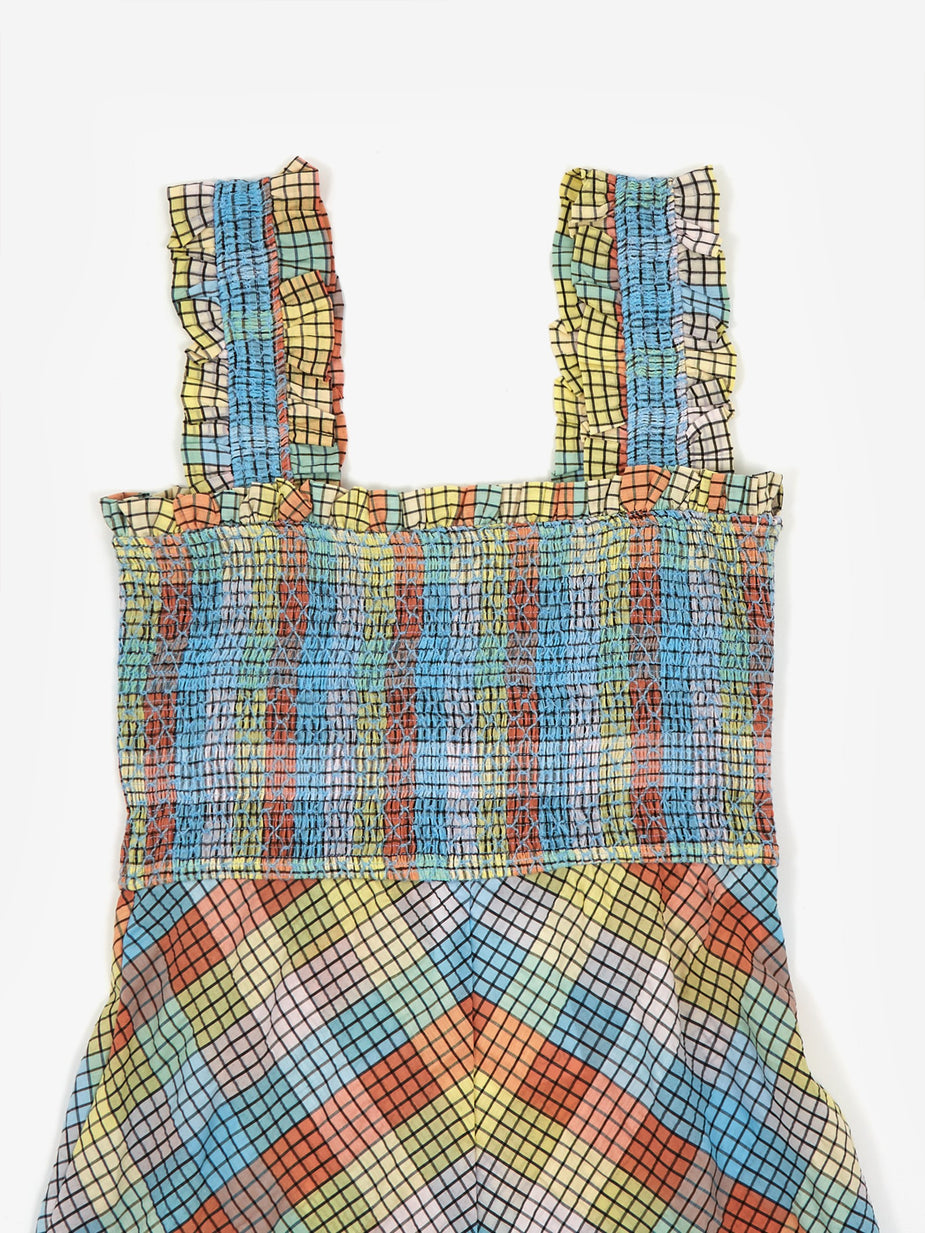 Ganni Ganni Cotton Seersucker Check Dress - Multicolour - Multi