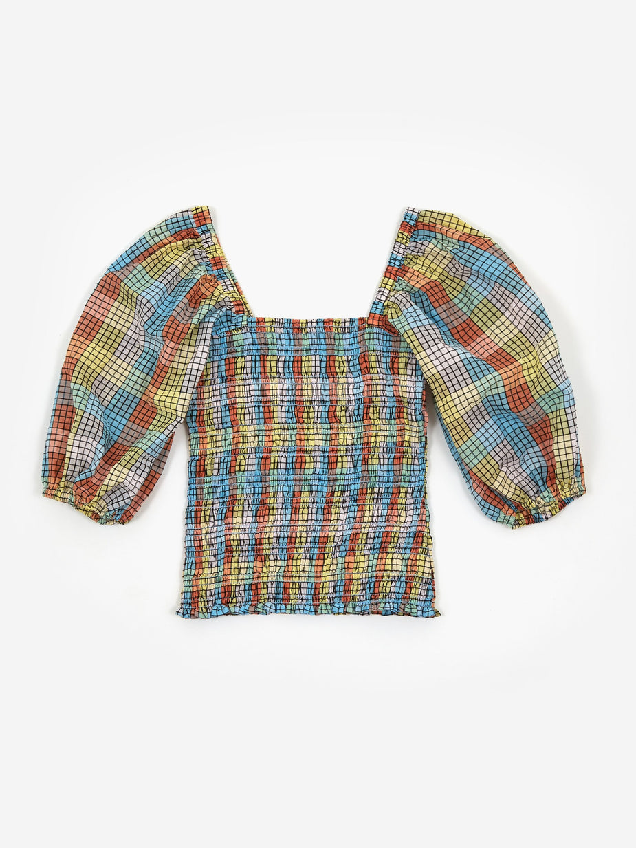 Ganni Ganni Cotton Seersucker Check Top - Multicolour - Multi