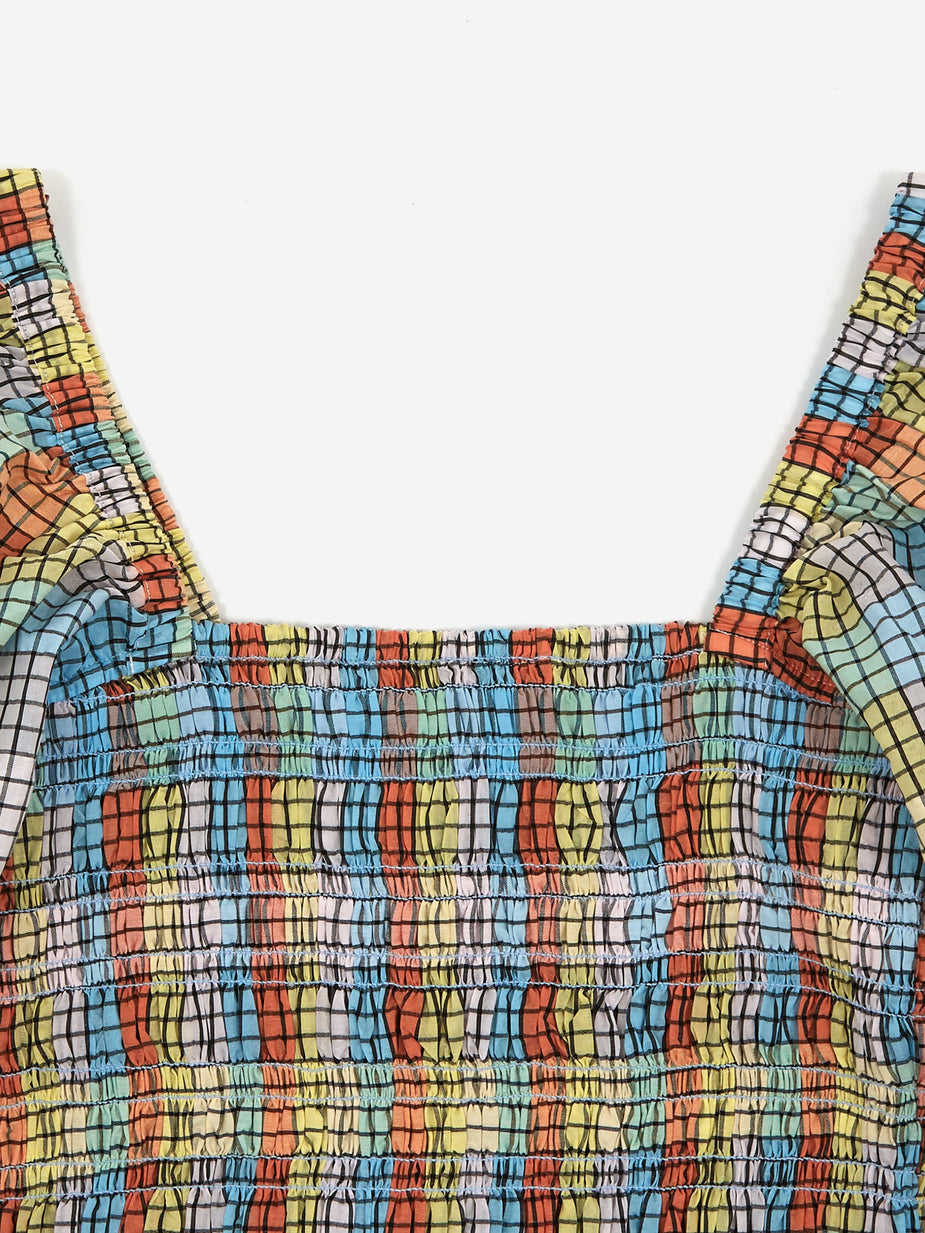Ganni Ganni Cotton Seersucker Check Top - Multicolour - Multi