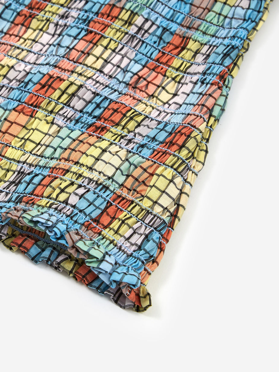 Ganni Ganni Cotton Seersucker Check Top - Multicolour - Multi