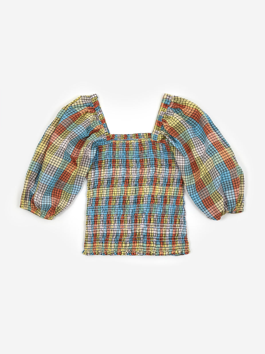 Ganni Ganni Cotton Seersucker Check Top - Multicolour - Multi