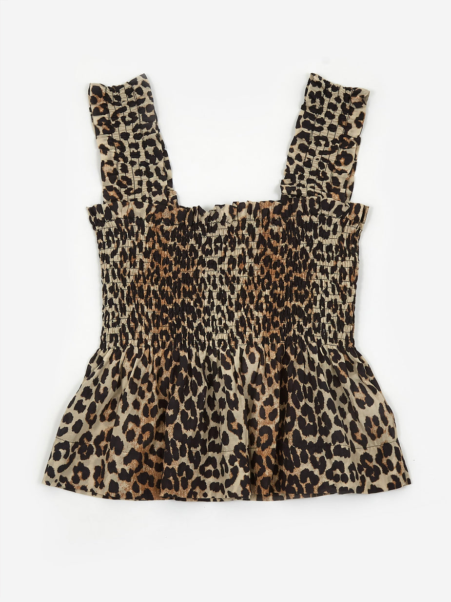 Ganni Ganni Cotton Silk Top - Leopard - Animal Print