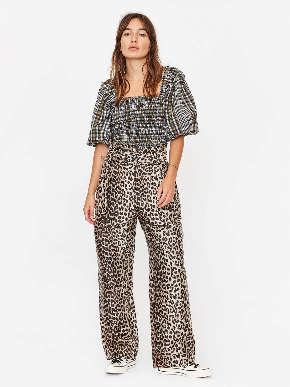 Ganni Ganni Crispy Jacquard Trouser - Phantom - Animal Print