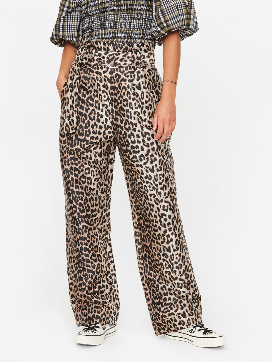 Ganni Ganni Crispy Jacquard Trouser - Phantom - Animal Print