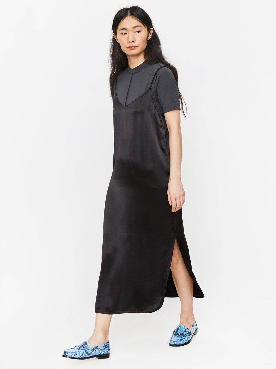 Ganni Ganni Heavy Satin Dress - Black - Black