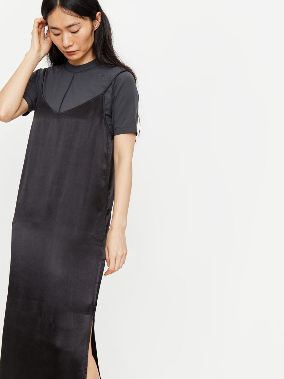 Ganni Ganni Heavy Satin Dress - Black - Black