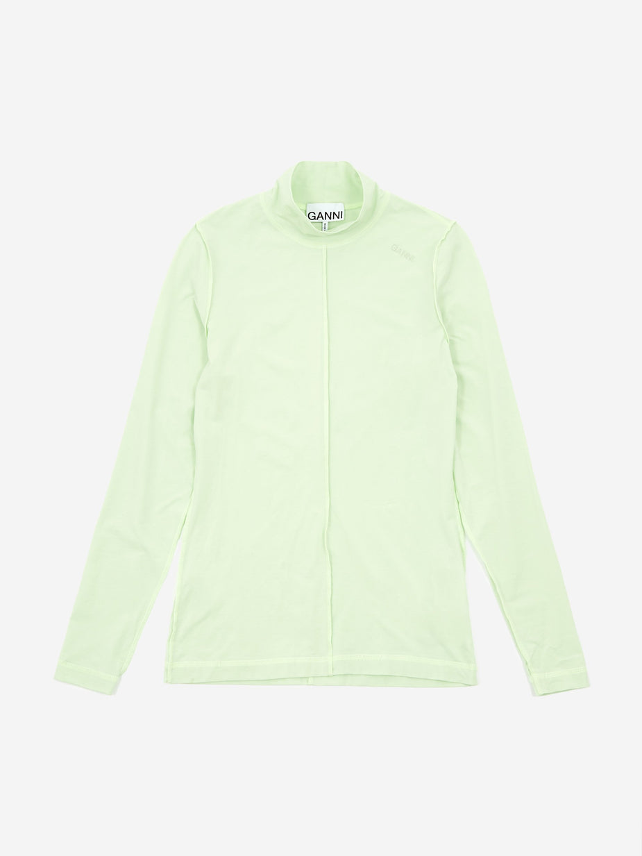 Ganni Ganni Light Stretch Jersey Longsleeve Top - Patina Green - Green