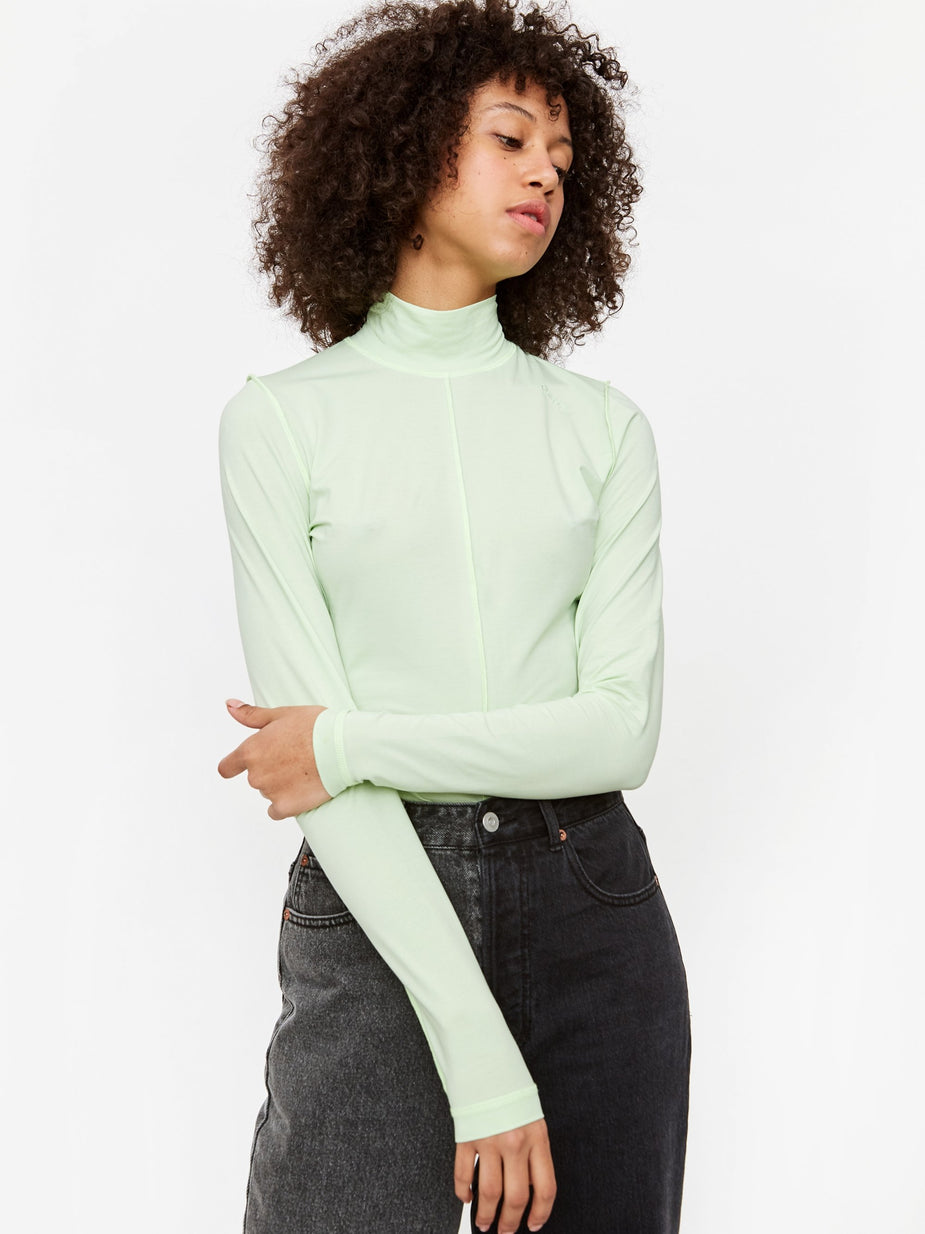 Ganni Ganni Light Stretch Jersey Longsleeve Top - Patina Green - Green