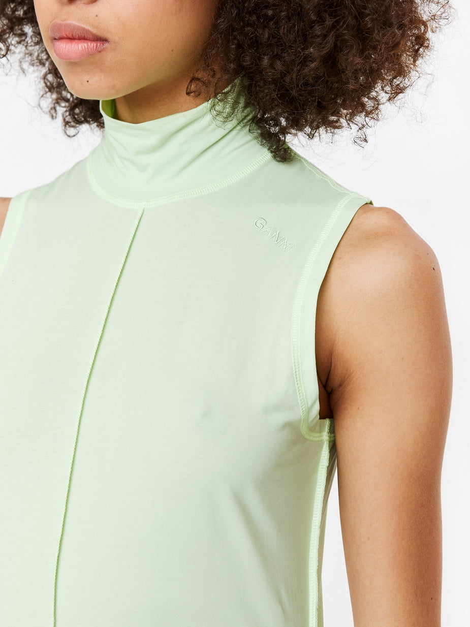 Ganni Ganni Light Stretch Jersey Sleeveless Top - Patina Green - Green
