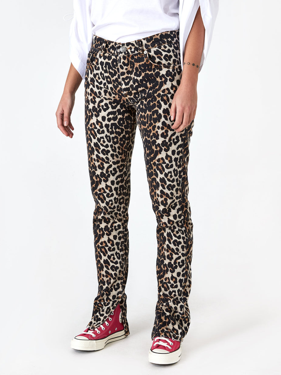 Ganni Ganni Print Denim Jean - Leopard - Animal Print
