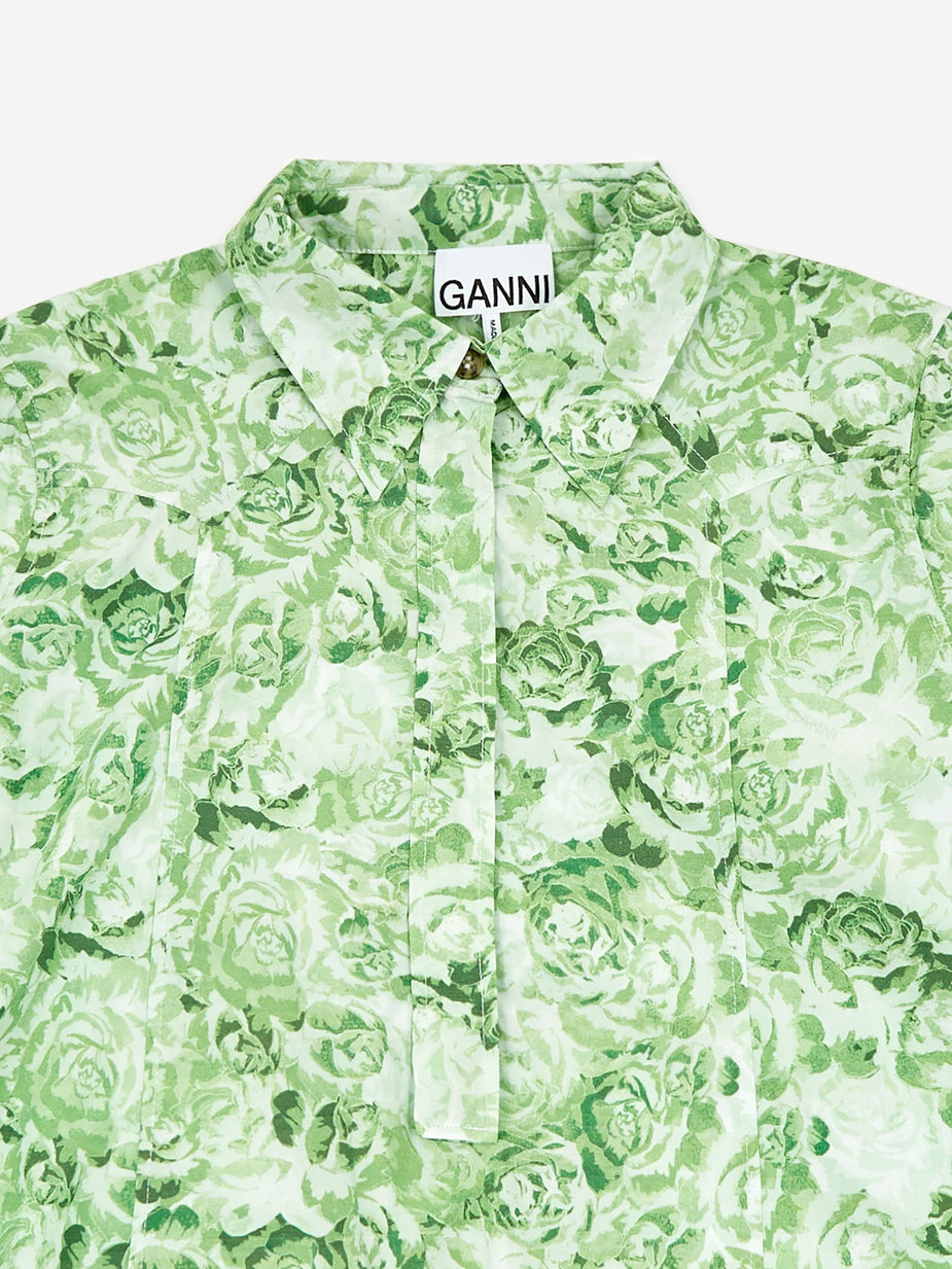 Ganni Ganni Printed Cotton Poplin Dress - Island Green - Green