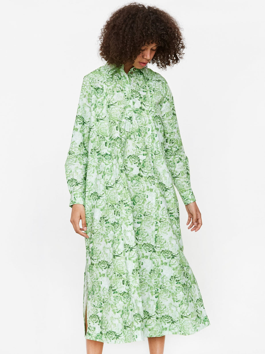 Ganni Ganni Printed Cotton Poplin Dress - Island Green - Green