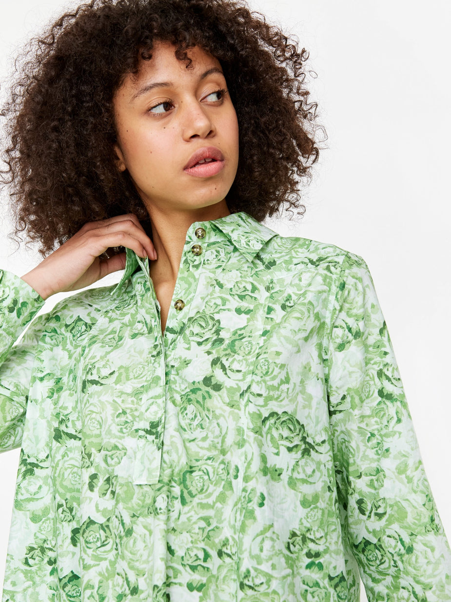 Ganni Ganni Printed Cotton Poplin Dress - Island Green - Green