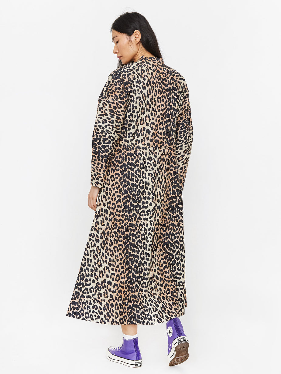 Ganni Ganni Printed Cotton Poplin Dress - Leopard - Animal Print