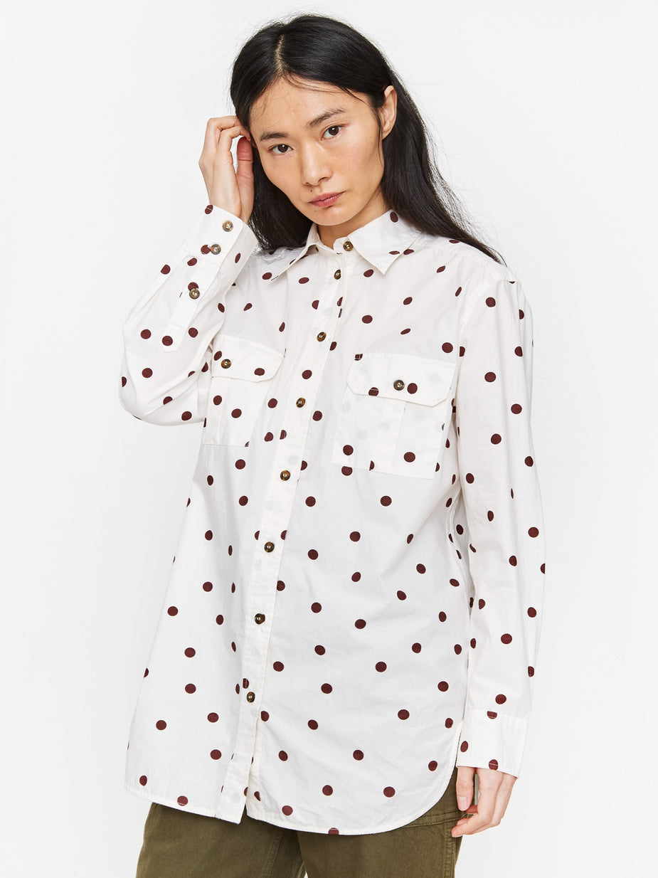 Ganni Ganni Printed Cotton Poplin Shirt - Egret - Other
