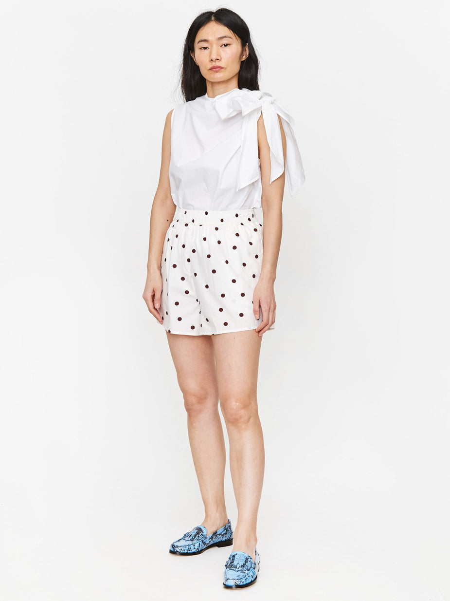 Ganni Ganni Printed Cotton Poplin Short - Egret - Other