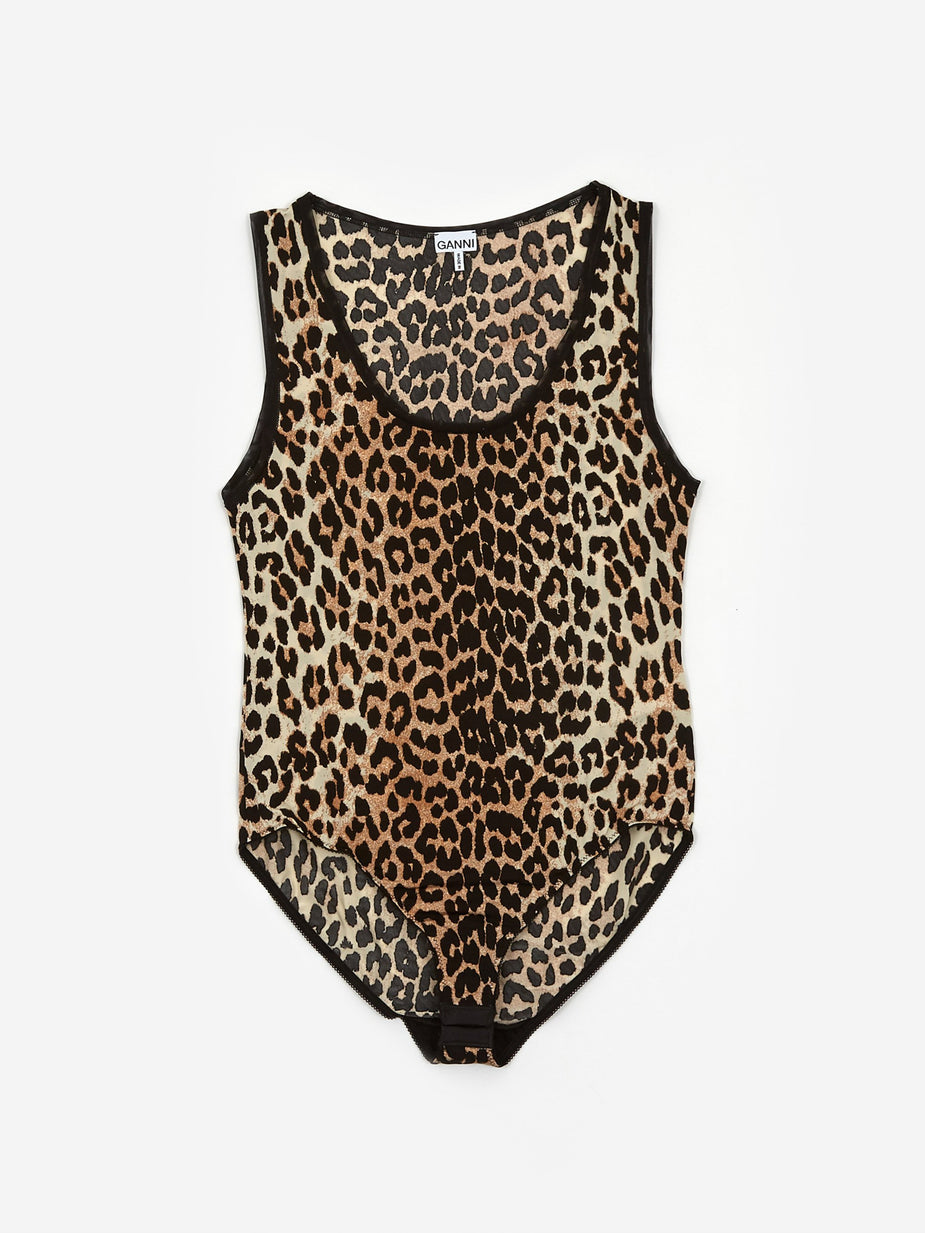 Ganni Ganni Rayon Bodysuit - Leopard - Animal Print