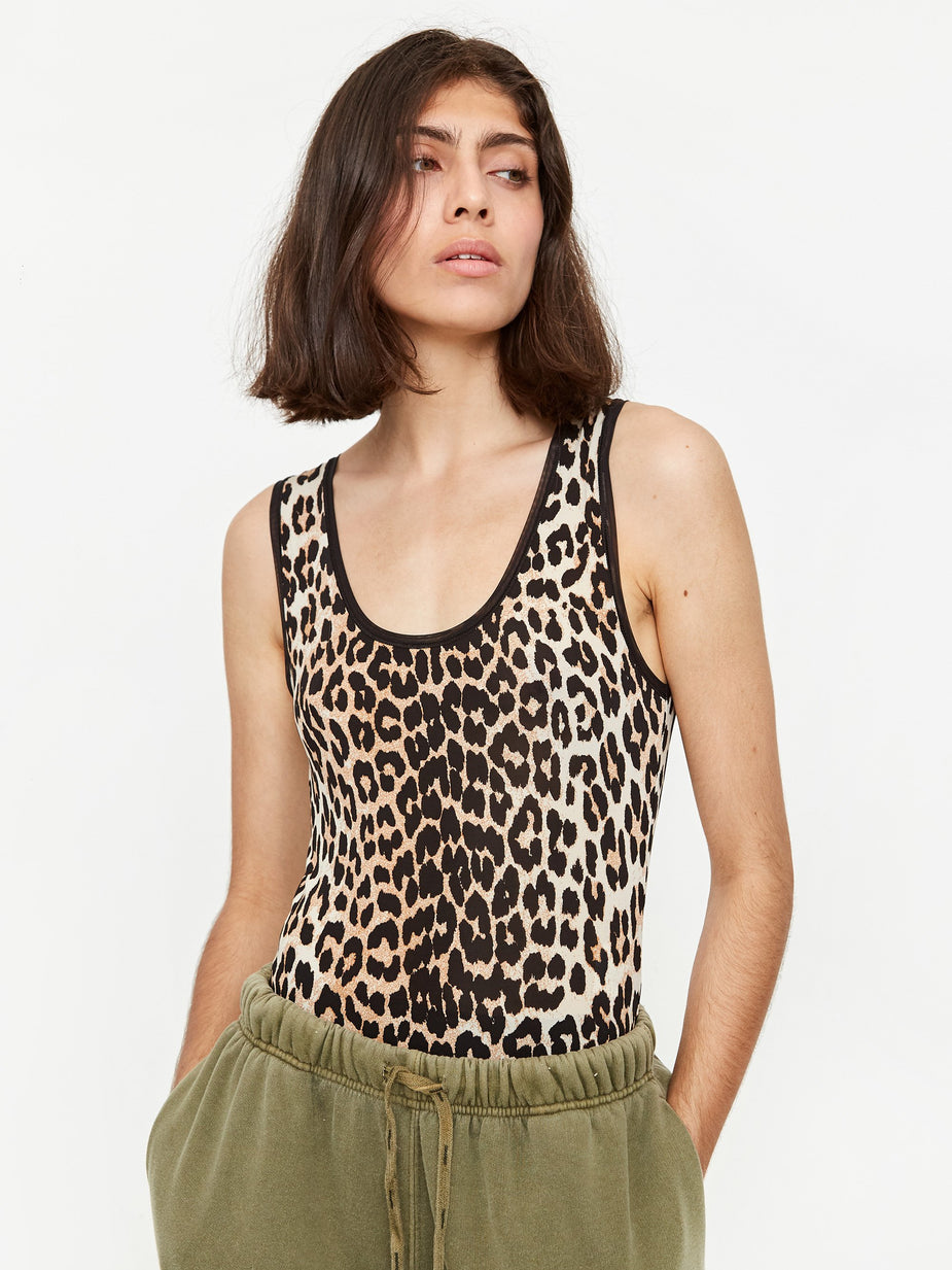 Ganni Ganni Rayon Bodysuit - Leopard - Animal Print