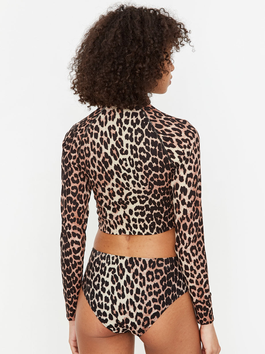Ganni Ganni Recycled Crisp Swim Top - Leopard - Animal Print