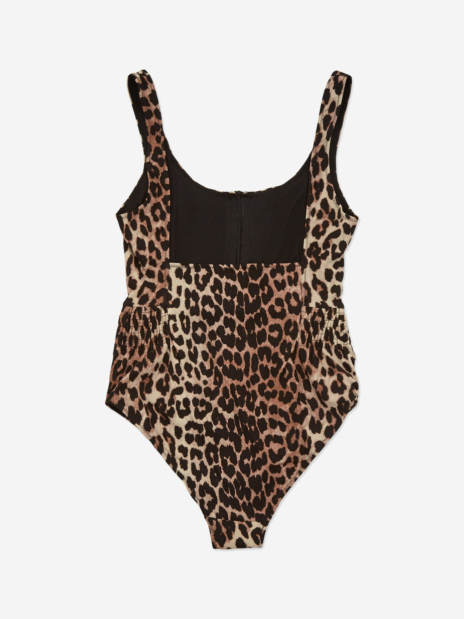 Ganni Ganni Recycled Crisp Swimsuit - Leopard - Animal Print