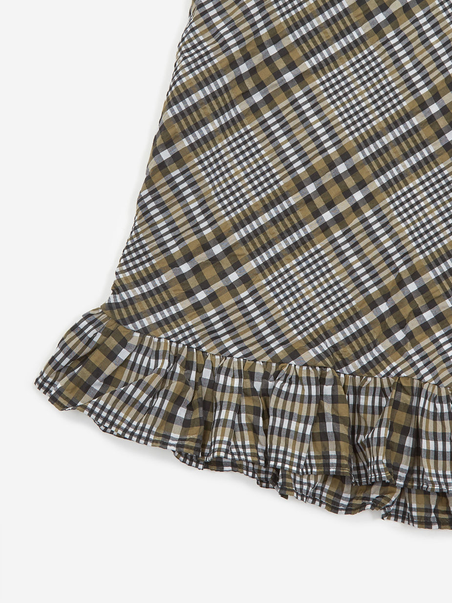 Ganni Ganni Cotton Seersucker Check Dress - Kalamata - Green