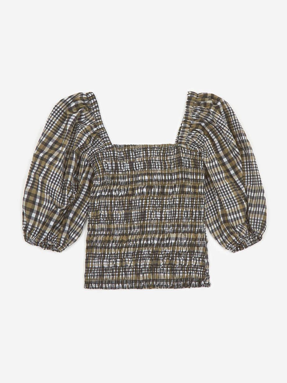 Ganni Ganni Seersucker Check Top - Kalamata - Green
