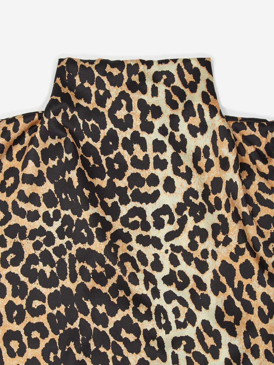 Ganni Ganni Silk Stretch Satin Top - Leopard - Animal Print