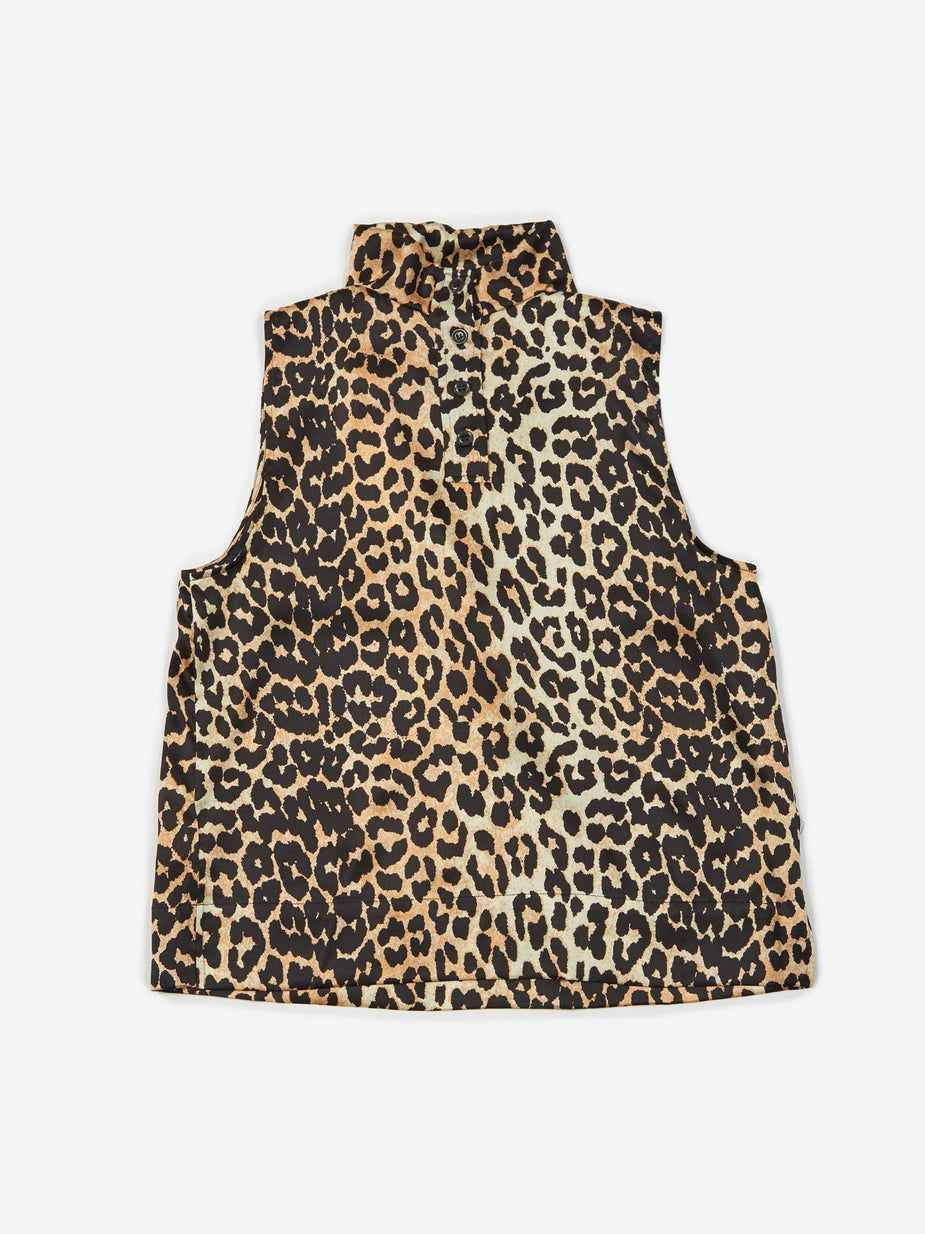 Ganni Ganni Silk Stretch Satin Top - Leopard - Animal Print