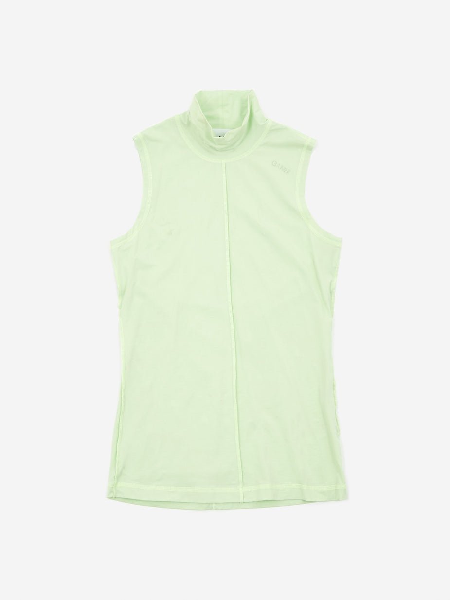 Ganni Ganni Light Stretch Jersey Sleeveless Top - Patina Green - Green