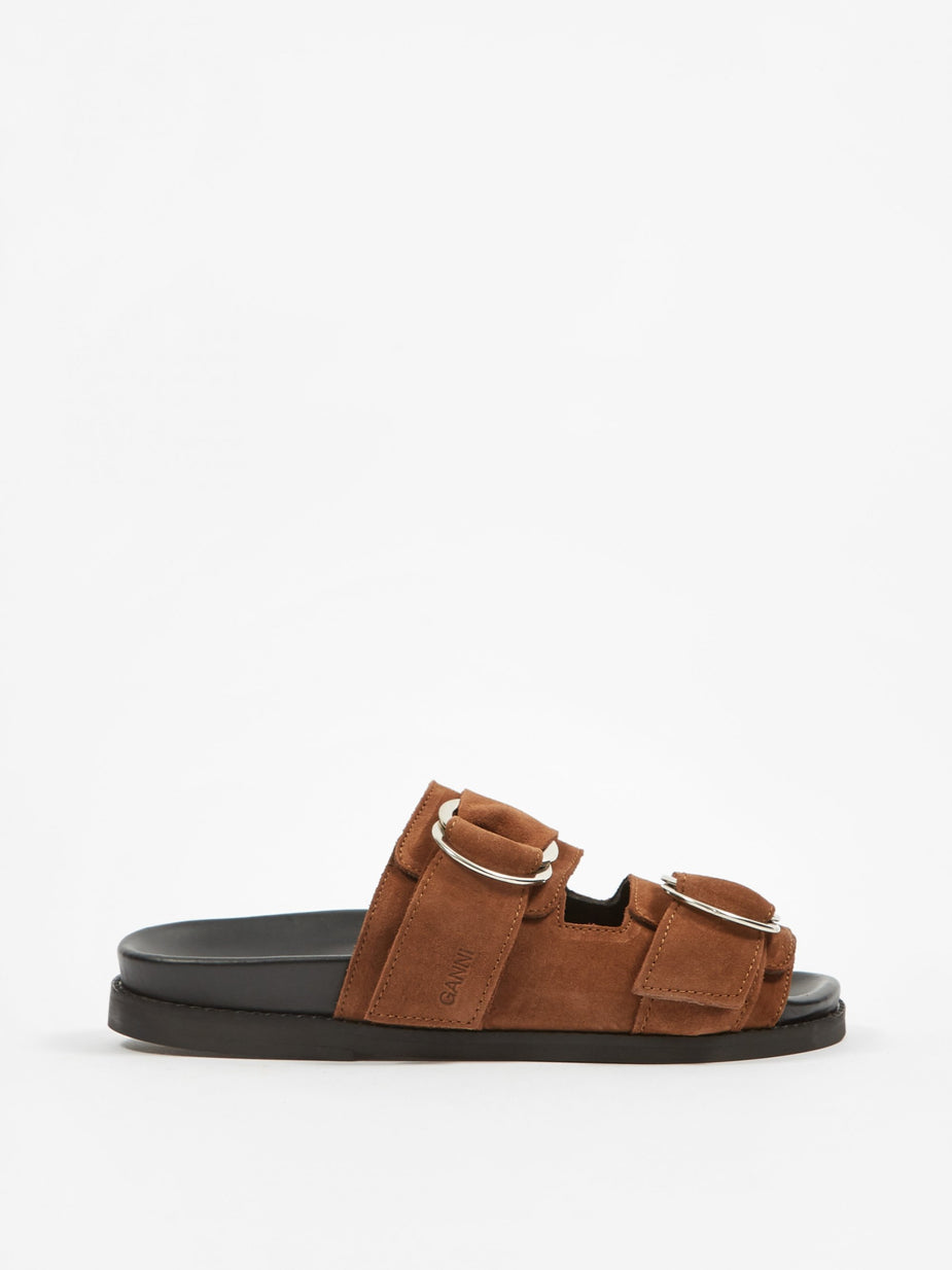 Ganni Ganni Leather Flat Sandal - Tapioca - Other