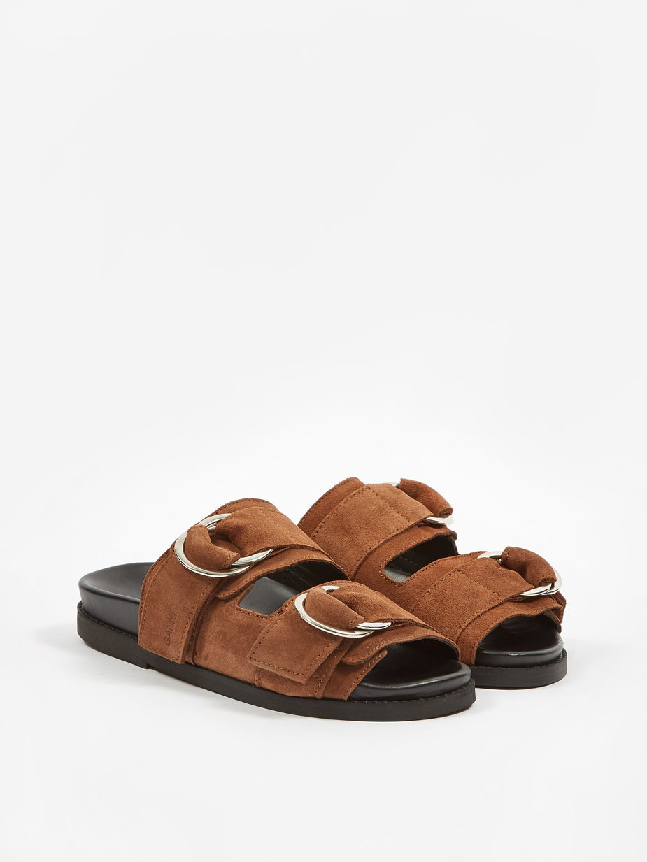 Ganni Ganni Leather Flat Sandal - Tapioca - Other
