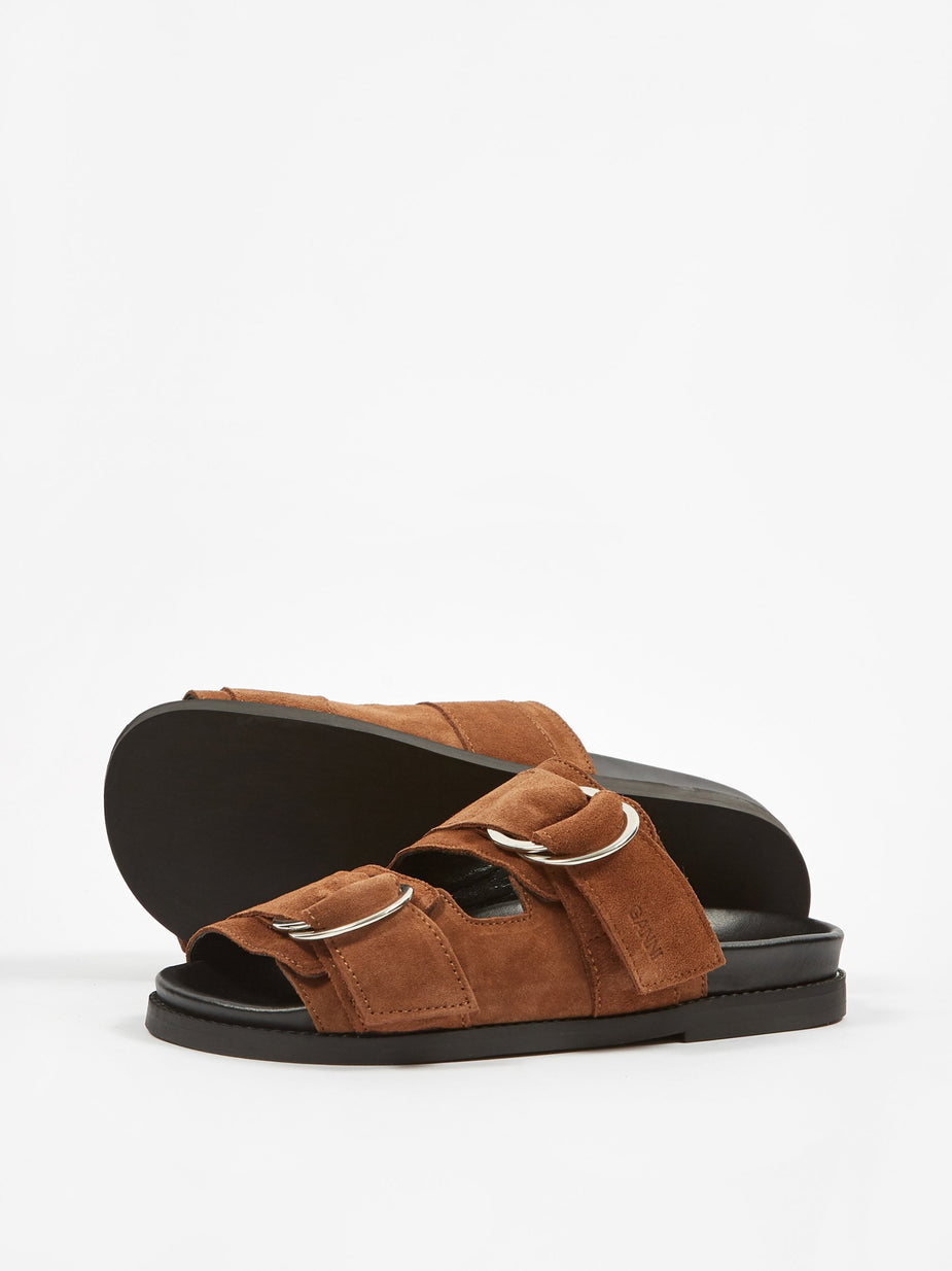 Ganni Ganni Leather Flat Sandal - Tapioca - Other