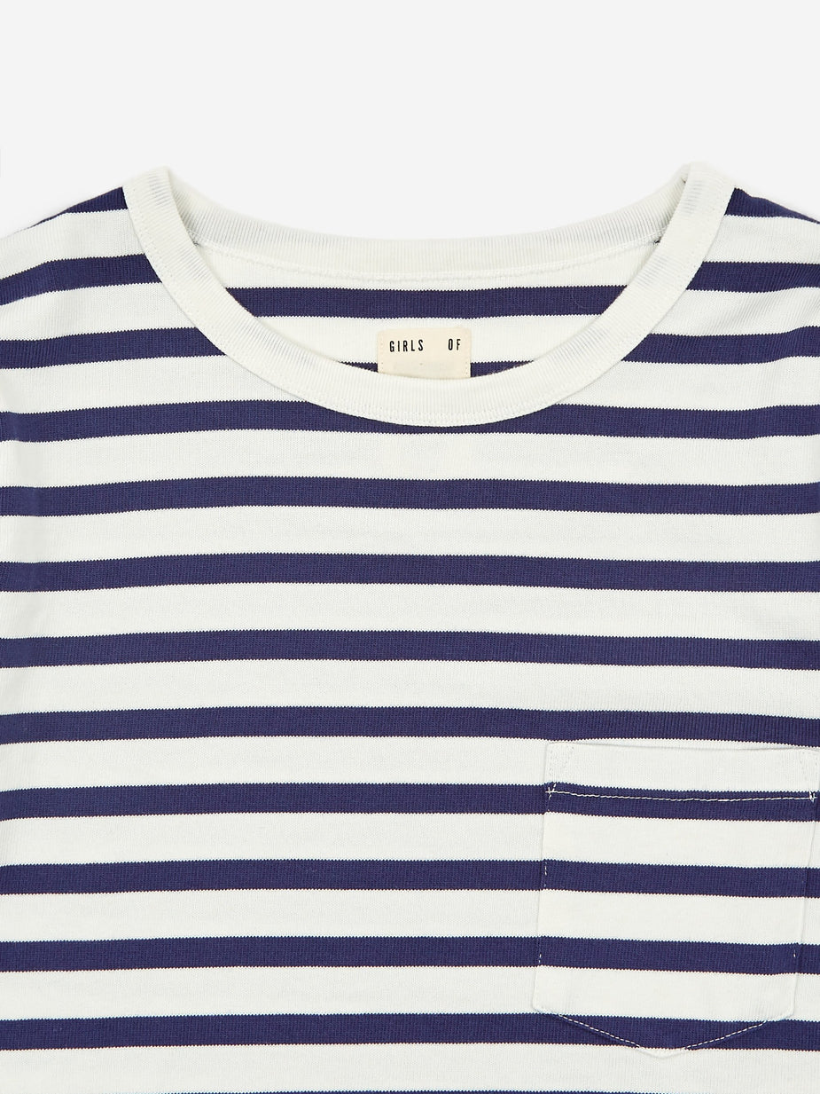 Girls Of Dust Girls Of Dust Sailor Cadet Stripe Sailor T-Shirt - White/Navy - White