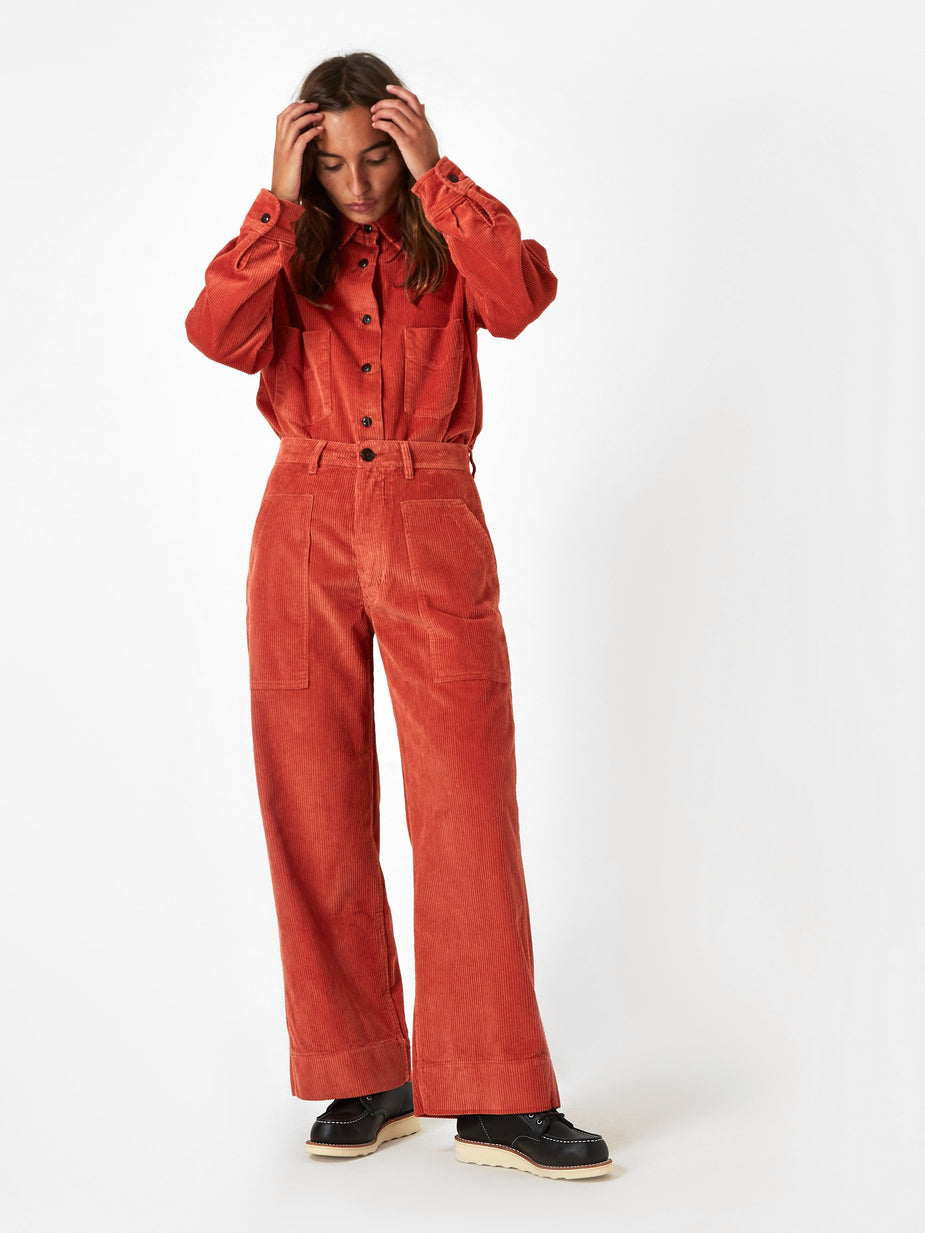 Girls Of Dust Girls Of Dust Sailor Corduroy Fatigue Trouser - Tangerine - Orange
