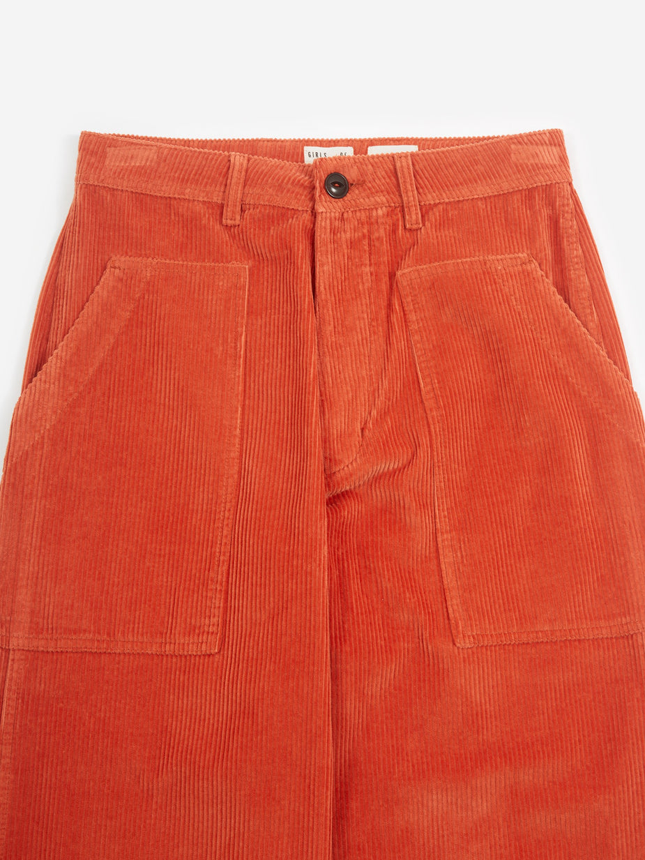 Girls Of Dust Girls Of Dust Sailor Corduroy Fatigue Trouser - Tangerine - Orange