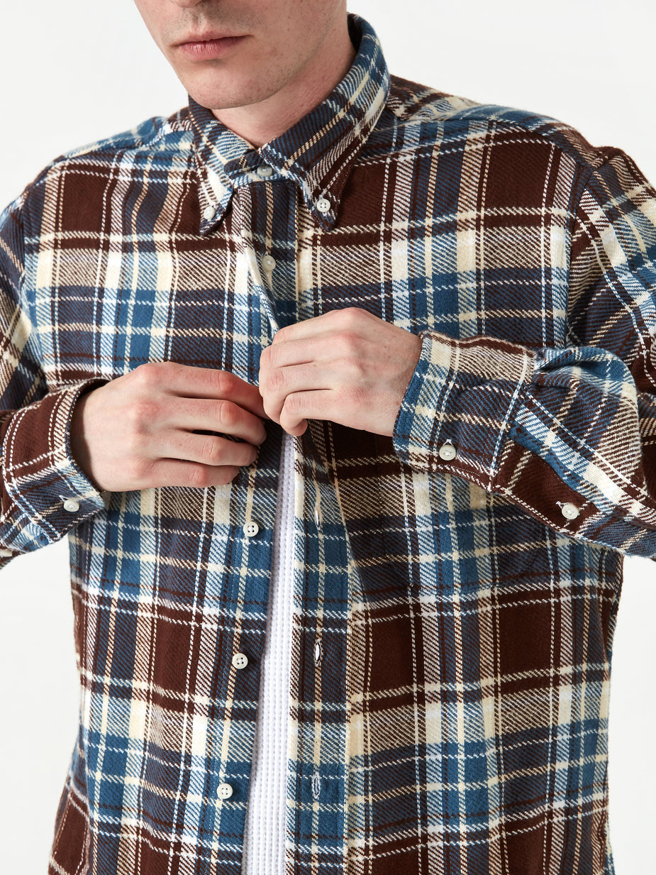 Gitman Vintage Gitman Vintage Button Down Longsleeve Shirt - Brown Check - Brown