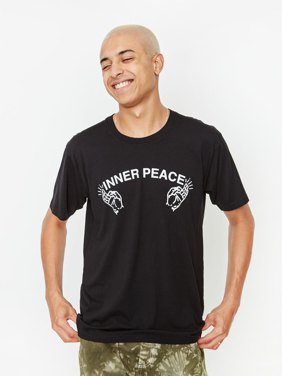 Good Morning Tapes Good Morning Inner Peace Shortsleeve T-Shirt - Washed Black - Black