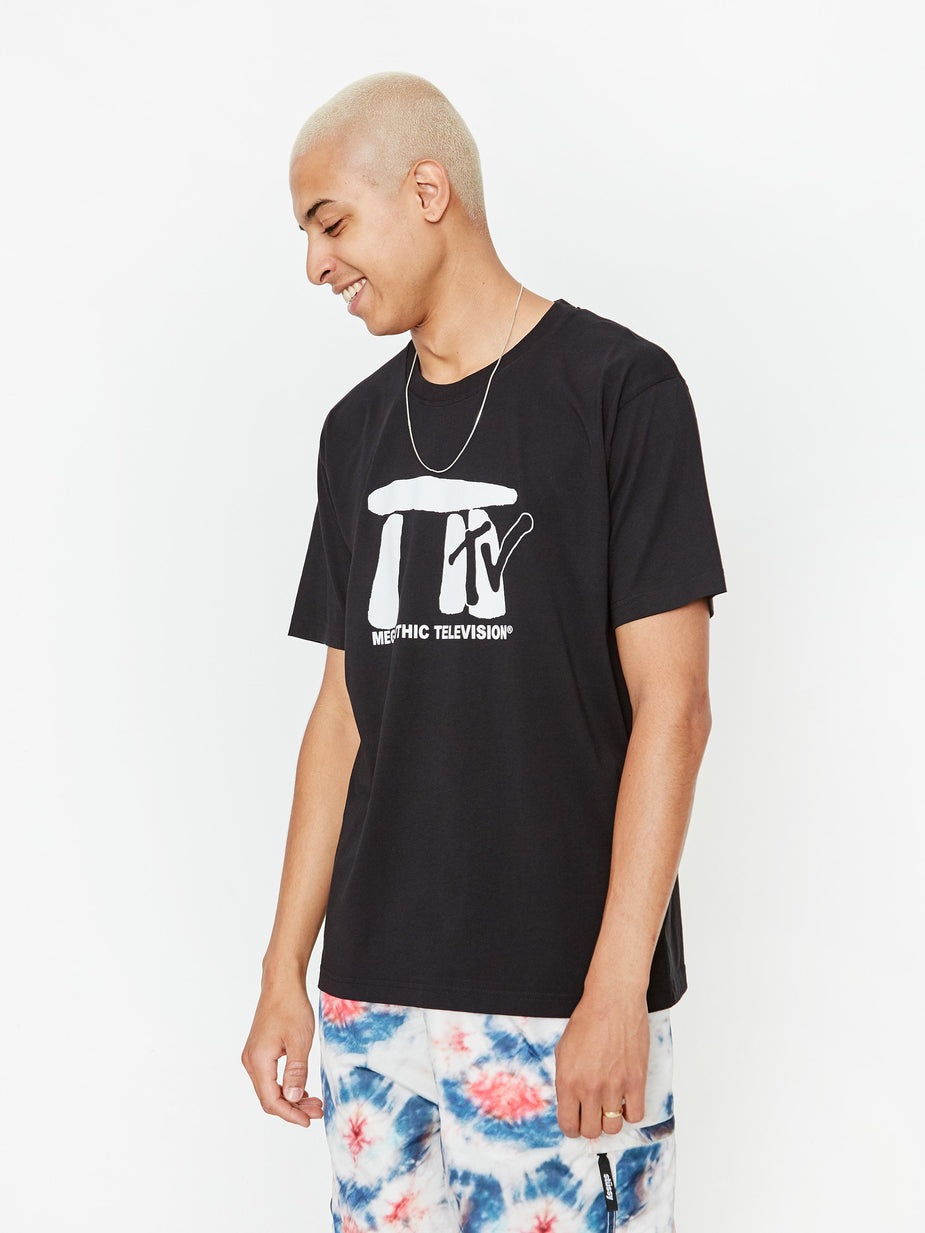 Good Morning Tapes Good Morning Megalithic TV Shortsleeve T-Shirt - Washed Black - Black