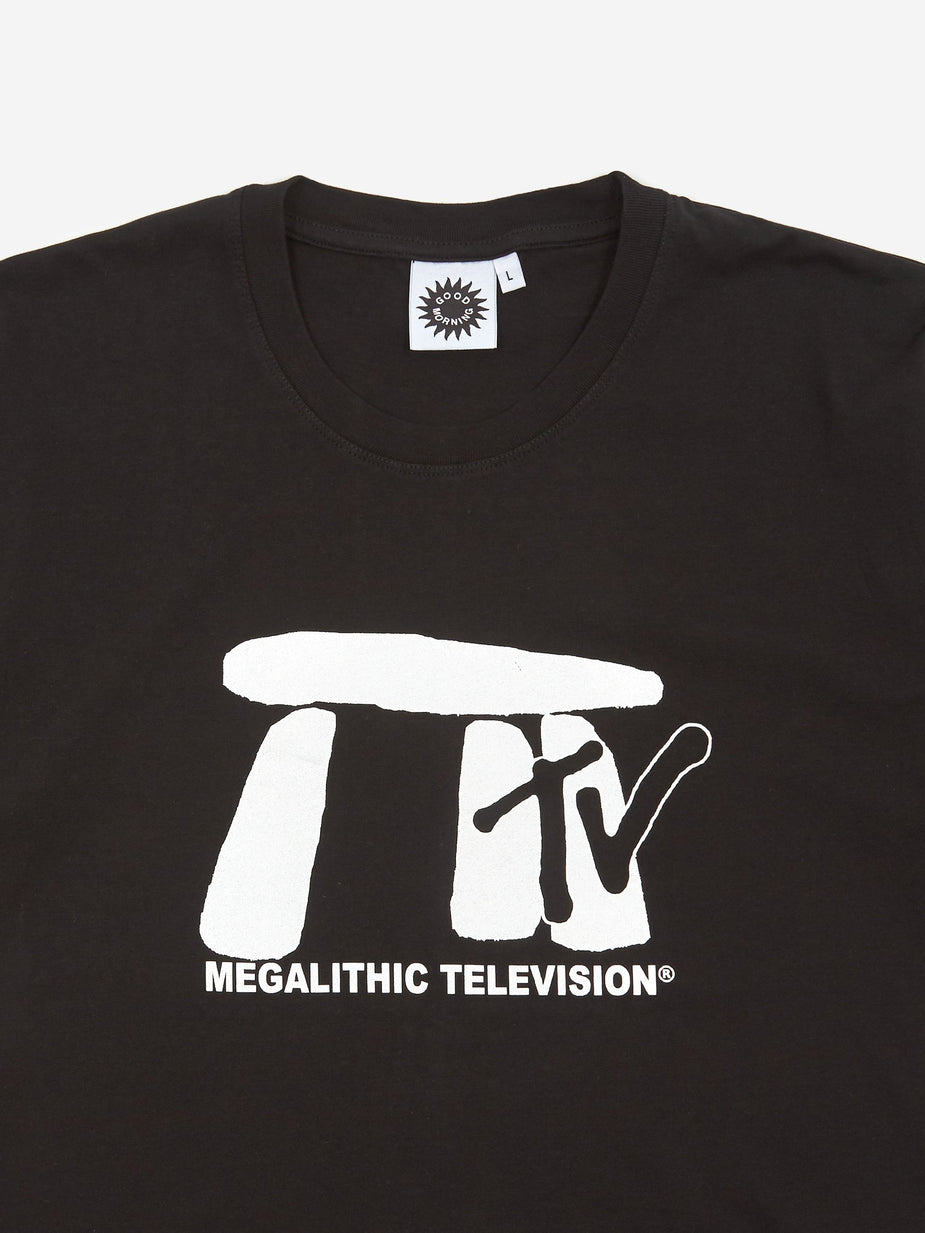 Good Morning Tapes Good Morning Megalithic TV Shortsleeve T-Shirt - Washed Black - Black