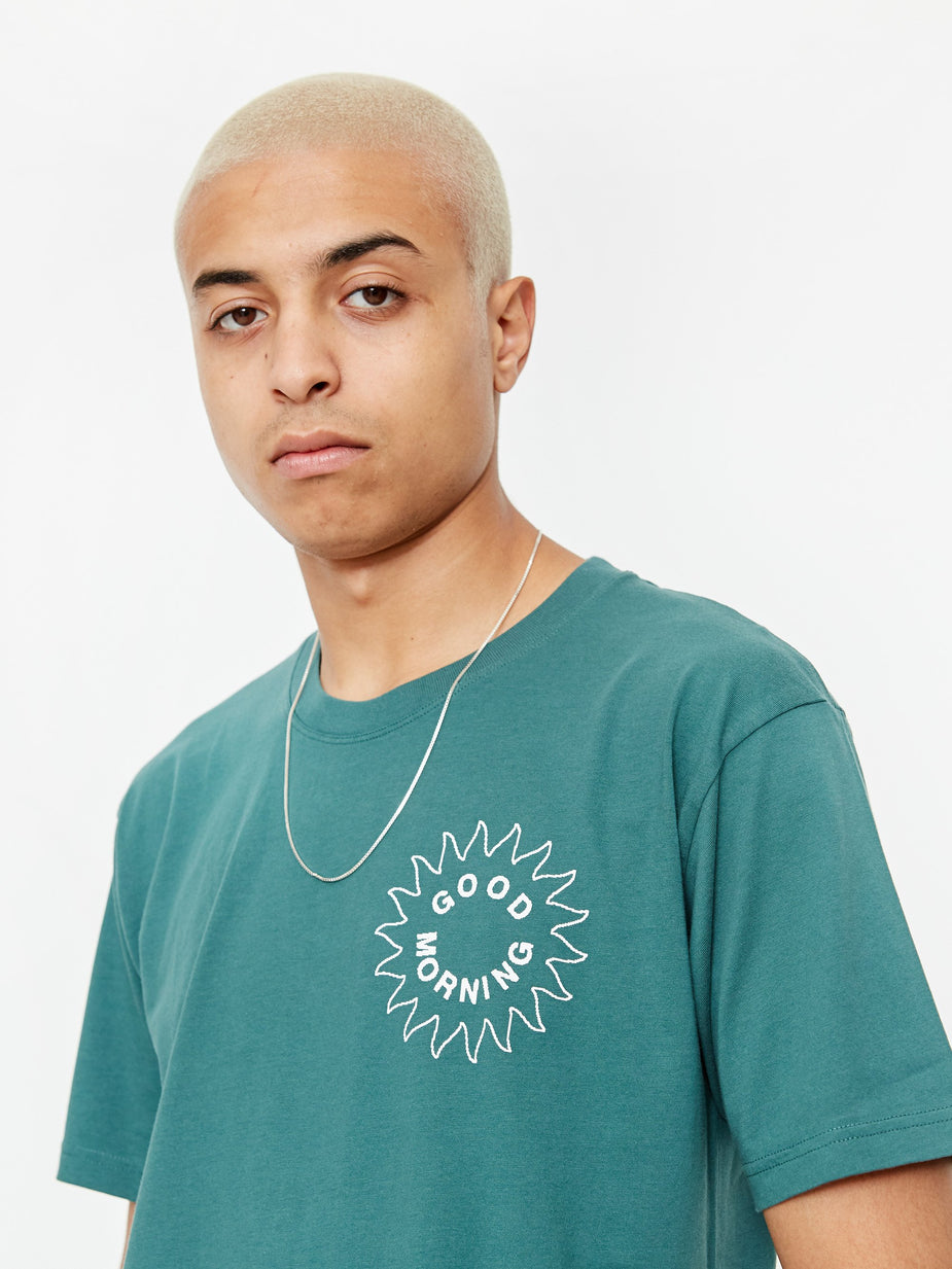 Good Morning Tapes Good Morning Sun Logo Shortsleeve T-Shirt - Amazon Green - Green